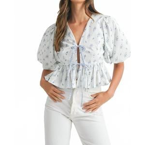 NEW RIVET APPAREL CO. women's marley bow tie top in white
